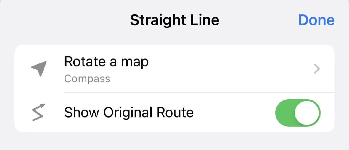 Direct route options in Guru Maps app